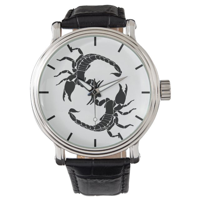 Zwart-witletters S - twee Scorpions Horloge (Voorkant)