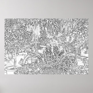 Zwart-witlijnsnijwiel Poster