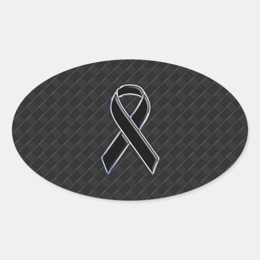 Zwart-witlint-lintjesbewustzijn Ovale Sticker (Voorkant)