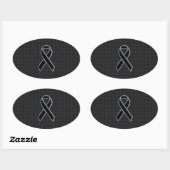 Zwart-witlint-lintjesbewustzijn Ovale Sticker (Vel)