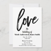 Zwart-witLOVE modern penseelhuwelijk Kaart (Voorkant)