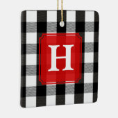 Zwart-witlumberjack speldenmonogram keramisch ornament (Rechts)