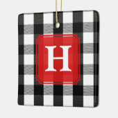 Zwart-witlumberjack speldenmonogram keramisch ornament (Links)