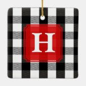 Zwart-witlumberjack speldenmonogram keramisch ornament (Achterkant)