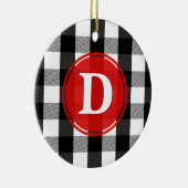 Zwart-witlumberjack speldenmonogram keramisch ornament (Rechts)