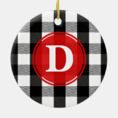 Zwart-witlumberjack speldenmonogram keramisch ornament (Achterkant)