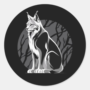 zwart-witlynx ronde sticker