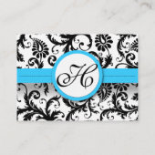 Zwart-witmasker, Bright Aqua Trim met Stippen Visitekaartje (Achterkant)