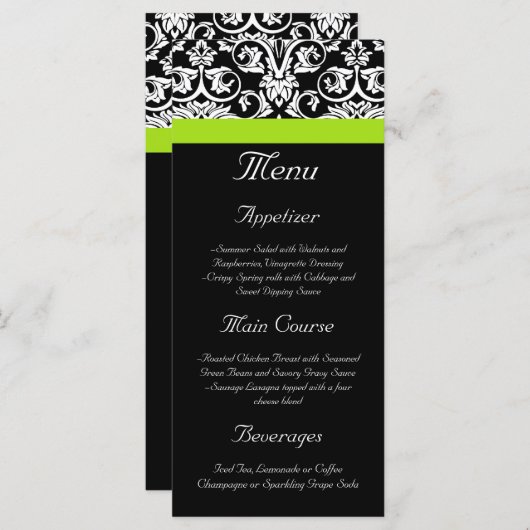 Zwart-witmasker met Chartreuse Green Accent Strip Menu (Voorkant / Achterkant)