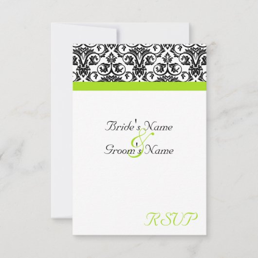 Zwart-witmasker met Chartreuse Green Accent Strip RSVP Kaartje (Voorkant)