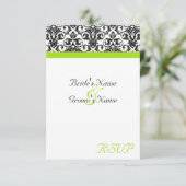 Zwart-witmasker met Chartreuse Green Accent Strip RSVP Kaartje (Staand voorkant)