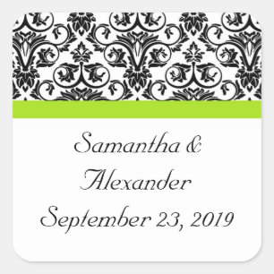Zwart-witmasker met Chartreuse Green Accent Strip Vierkante Sticker