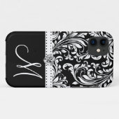 Zwart-witmasker met Diamond Heart en monogram Case-Mate iPhone Case (Achterkant (horizontaal))