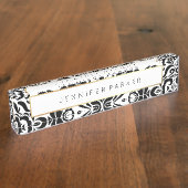 Zwart-witmasker met Faux Gold Accent Naambordje (Zijkant)