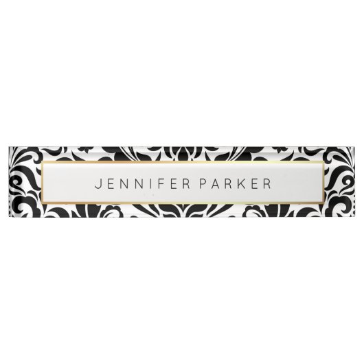 Zwart-witmasker met Faux Gold Accent Naambordje (Voorkant)