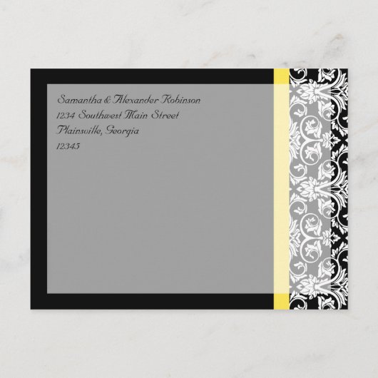 Zwart-witmasker met levendige geel aankondigingskaart (Achterkant)