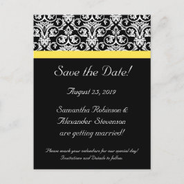 Zwart-witmasker met levendige geel aankondigingskaart