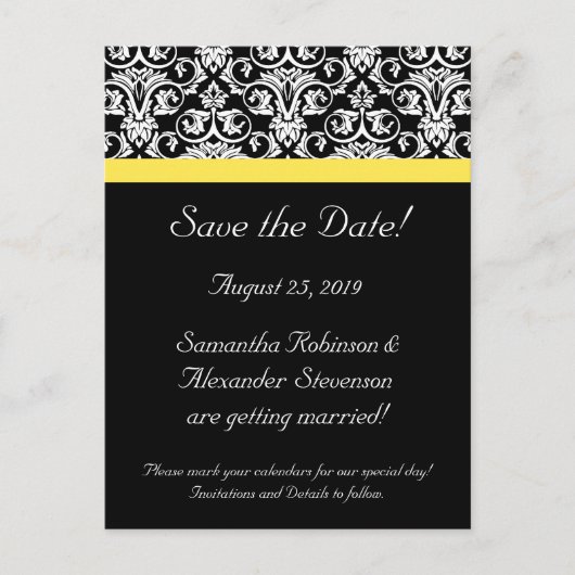 Zwart-witmasker met levendige geel aankondigingskaart (Voorkant)