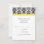 Zwart-witmasker met levendige geel RSVP kaartje (Achterkant)