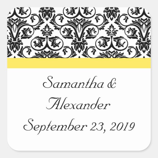 Zwart-witmasker met levendige geel vierkante sticker (Voorkant)