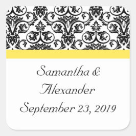 Zwart-witmasker met levendige geel vierkante sticker