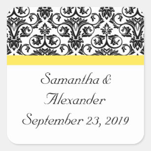 Zwart-witmasker met levendige geel vierkante sticker