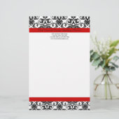 Zwart-witmasker met Ravishing Red Accent Briefpapier (Staand voorkant)