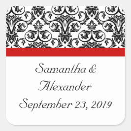 Zwart-witmasker met Ravishing Red Accent Vierkante Sticker