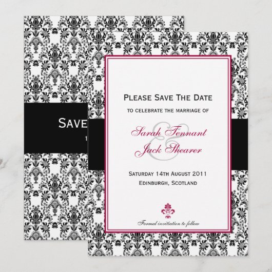 Zwart-witmasker opslaan Datum Save The Date (Voorkant / Achterkant)
