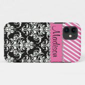 Zwart-witmasker / roze stipes Hoesje (Achterkant (horizontaal))