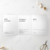 Zwart-witminimalistisch eenvoudige moderne bruilof drieluik uitnodiging (Binnen)