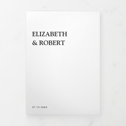 Zwart-witminimalistisch eenvoudige moderne bruilof drieluik uitnodiging (Cover)