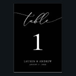 Zwart-witminimalistisch huwelijk | Aangepast evene Kaart<br><div class="desc">(**VOEG NOTA: Om orde te maken,  pas eenvoudig uw lijstaantal (en naam/datum) aan en voeg elk aantal aan uw kar afzonderlijk toe. Controleer vervolgens wanneer u klaar bent.) Mooie,  elegante,  moderne en minimalistische,  tabelnummerkaart. Volledig aanpasbaar met uw namen (of de Naam van de Gebeurtenis) en Datum.</div>