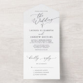 Zwart-witminimalistisch huwelijk all in one uitnodiging (Binnen)