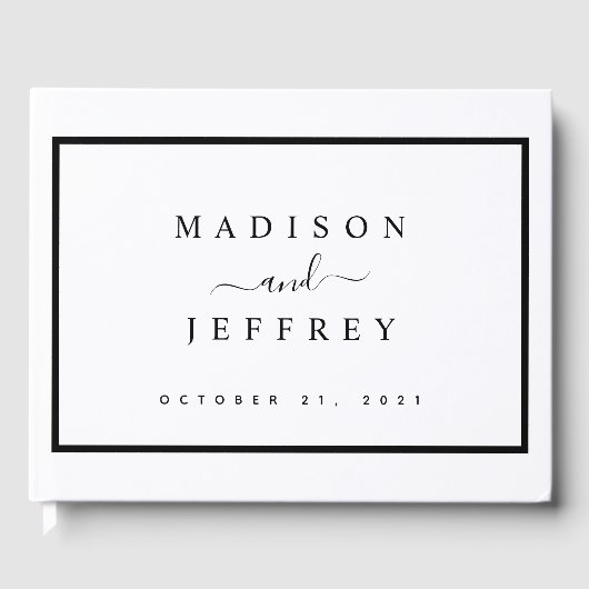 Zwart-witminimalistisch huwelijk gastenboek (Voorkant)