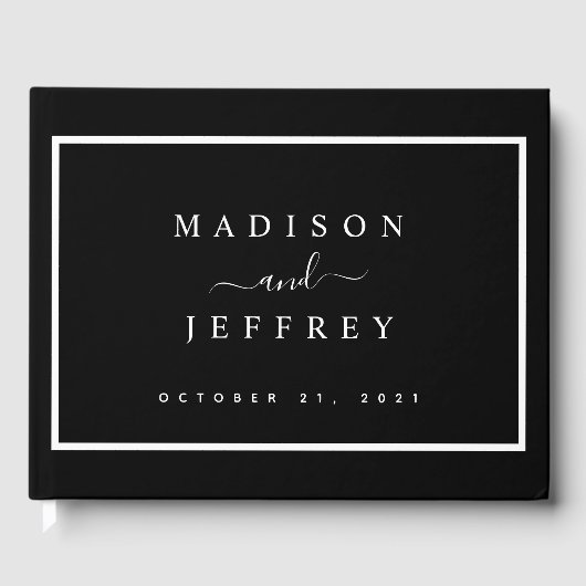 Zwart-witminimalistisch huwelijk gastenboek (Voorkant)