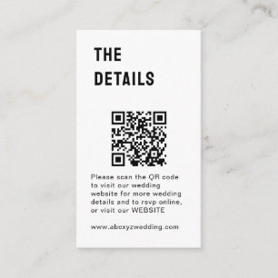 Zwart-witminimalistisch huwelijk informatiekaartje