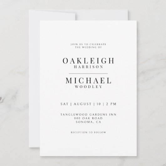 Zwart-witminimalistisch huwelijk kaart (Voorkant)