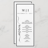 Zwart-witminimalistisch huwelijk menu (Voorkant / Achterkant)