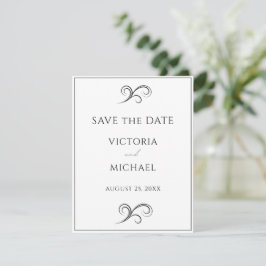 Zwart-witminimalistisch huwelijk save the date