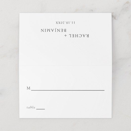 Zwart-witminimalistisch huwelijk traditionele mode plaatskaartje (Buitenkant ongevouwen)