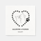 Zwart-witminimalistisch kattenweddenschap servet (Voorkant)