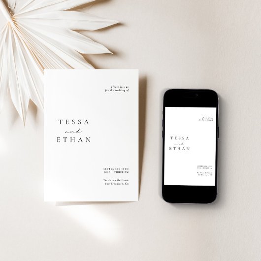 Zwart-witminimalistisch modern huwelijk kaart