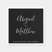 Zwart-witminimalistisch modern script bruiloft servet (Voorkant)