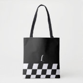 Zwart-witminimalistisch monogram gecontroleerd tote bag (Voorkant)
