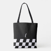 Zwart-witminimalistisch monogram gecontroleerd tote bag (Achterkant)