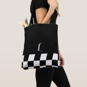Zwart-witminimalistisch monogram gecontroleerd tote bag (Dichtbij)