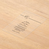 Zwart-witminimalistisch monogram huwelijk acryl uitnodigingen (Laagn)