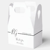 Zwart-witminimalistisch monogram huwelijk bedankdoosjes (Geopend)