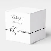 Zwart-witminimalistisch monogram huwelijk bedankdoosjes (Voorkant Zijde)